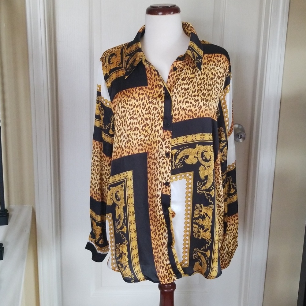 Scarf Print Oversized Shirt tall